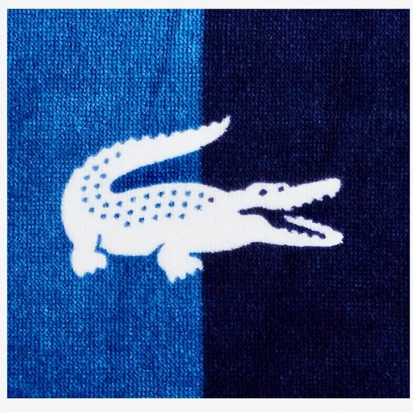 NWT Lacoste Waterfall Blue Oversized Beach Towel Croc Logo 100% 36”x72” - Picture 3 of 10